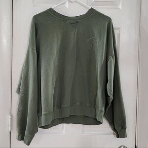 Olive Green Women's Graphic Crewneck Sweatshirt